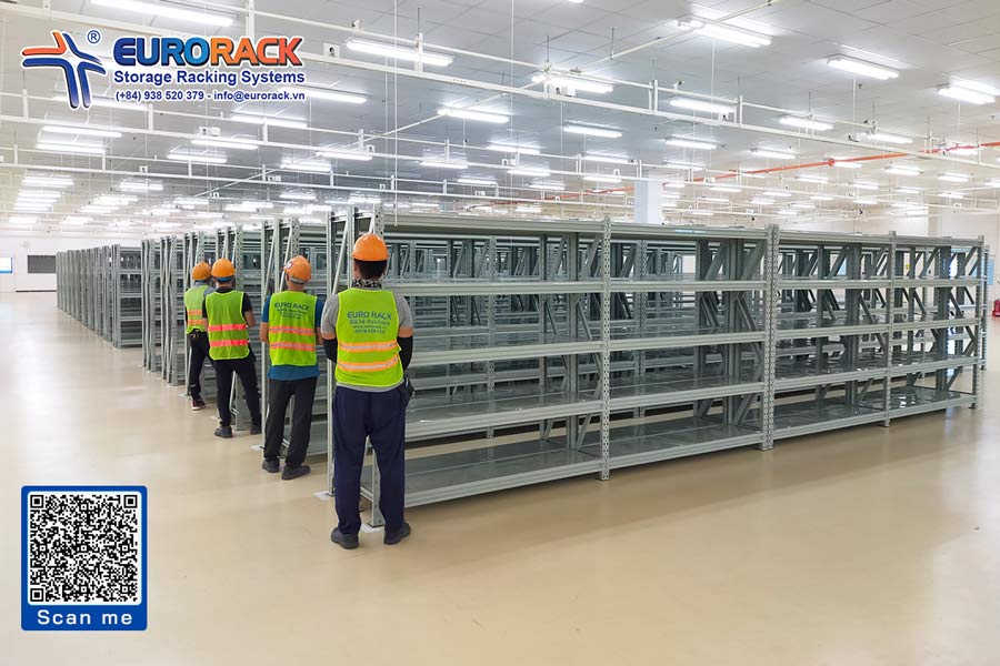 5-tier medium duty rack for warehouse goods storage